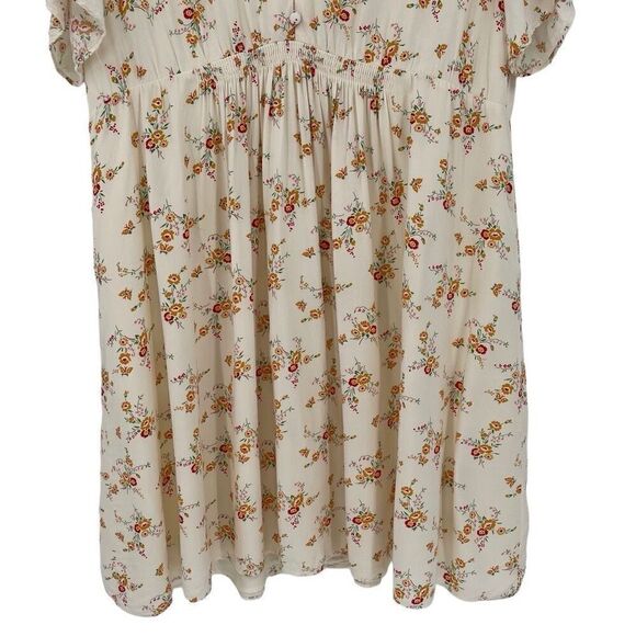 Madewell Loop Trim Mini Dress Short Sleeve Windowpane Floral Cream Women 12 - Picture 3 of 9